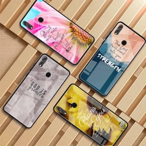 Bible Verse Tempered Glass Phone Case For Huawei P20 P30 P40 P40 Lite Pro Psmart Mate 20 30 Cover Shell