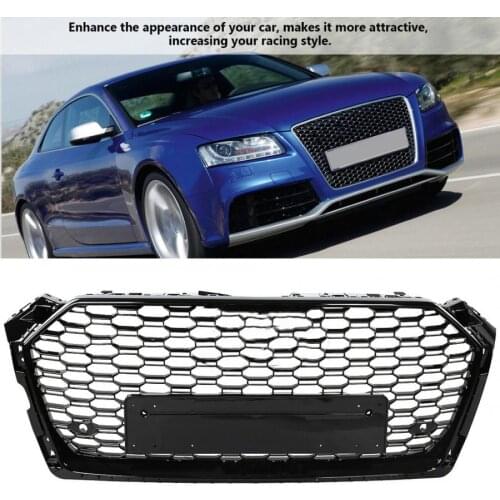 For RS5 Style Front Sport Hex Mesh Honeycomb Hood Grill Black for Audi A5/S5 B9 2017-2018 car accessories