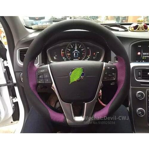 For Volvo XC90 2015 2016 2017 Carbon Fiber Cow Leather Car Steering Wheel Cover car accessories Automotive interior Auto parts