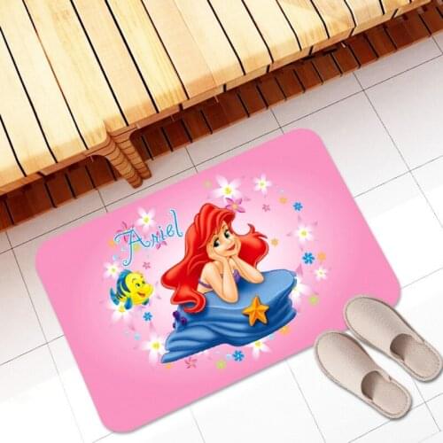 Disney Little Mermaid Ariel Flannel Bath Mat Toilet Carpet Door Mat Bathroom Rug Kitchen Carpets Bedroom Floor Absorbent Outdoor
