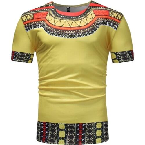 African Dashiki Print Short Sleeve T Shirt Men Brand Tribal Gypsy Ethnic Tee Shirt Homme Casual Hip Hop Men African Clothes XXXL