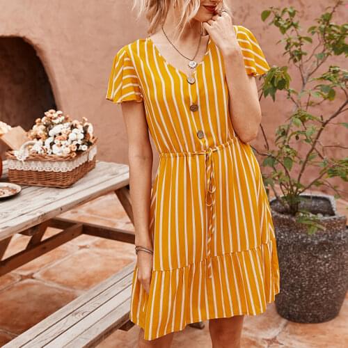 Летние платья на пуговицах HGTE China At AliExpress