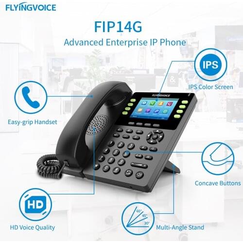 FLYING VOICE SOHOIP Phone FIP14G Support Gigabit Ethernet 2.4G WIFI Integrated POE 8 SIP Accounts Advanced Bussiness IP Phone