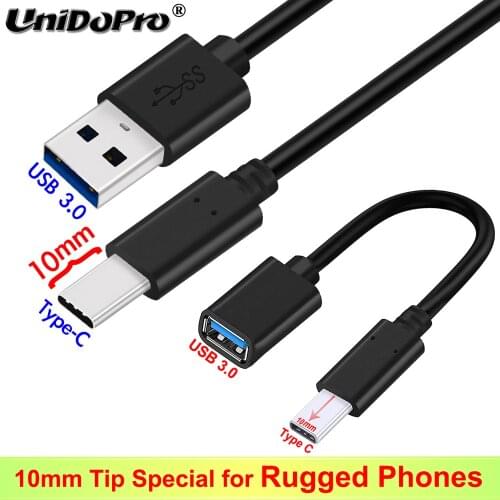 USB 3.0 Type C Cable , 10mm Extended USB-C OTG Adapter for AGM Blackview CAT Cubot Oukitel UMiDiGi Doogee Ulefone Rugged Phones