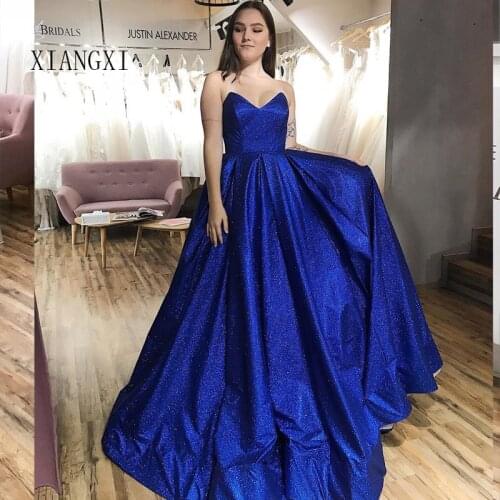 Royal Blue Evening Dress Satin A-Line Sweetheart Evening Dresses Long Formal Party Gowns robe de soiree vestido de festa longo 2