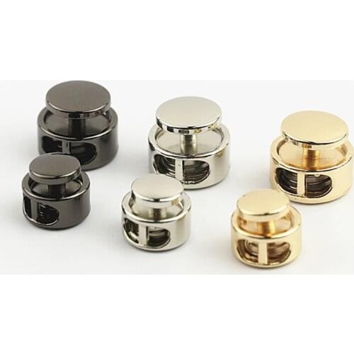 1pcs Metal Beam Rope Buckle Double Holes Round Bead Shape Clasp for DIY Clothes Bag Sportswear Shoelace Rope Parts Accessories