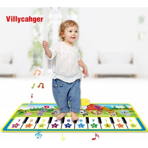 100x36cm Animals Musical Mat Carpet with 10 Keys Record Function Animal Sounds Play Touch Piano Educational Toys for Kids Gift