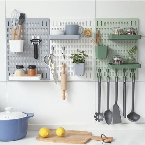 Room Decor Hole Board Wall Shelf Hooks Self-adhesive Storage Rack Desk Make Up Organizer Various Home Storage Accessories