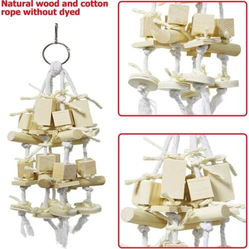 Natural Wood Pet Birds Chew Bit Toys Parrots Lovebirds Swing Playing Climing Toy