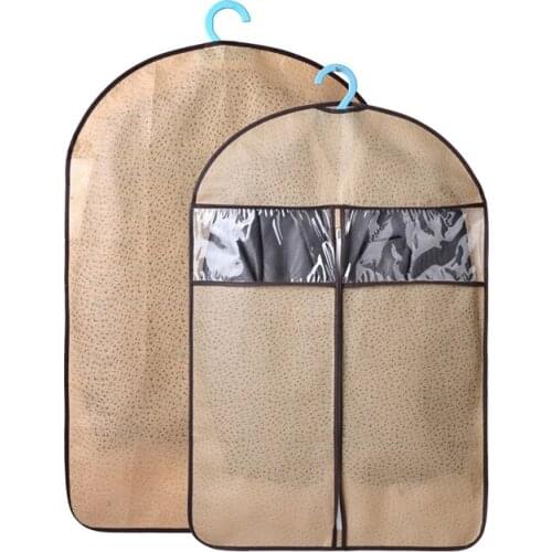 Non-woven Clothes Bag Dust Cover Visual Window Zipper Clothing Covers Garment Suit Bags Wardrobe Organizer For Dress Vestido