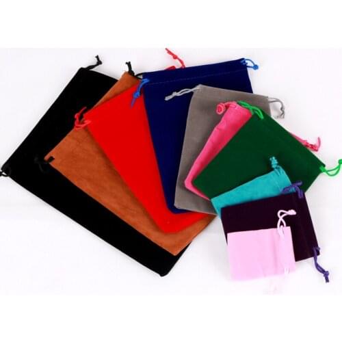 Wholesale Multi Size Soft Velvet Bags 5x7cm 7x9cm 9x12cm Drawstring Velvet Bags Cheap Packaging Bags Pouch for Gifts Candy Pack