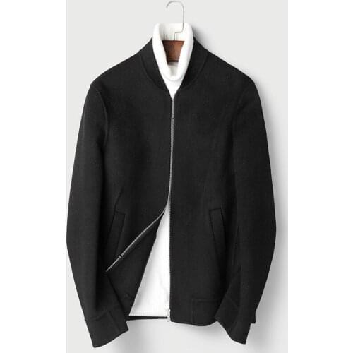 Autumn Winter Jacket 100% Wool Double-side Woolen Coat Men Streetwear Baseball Jackets Short Coats Abrigo Hombre MY1882