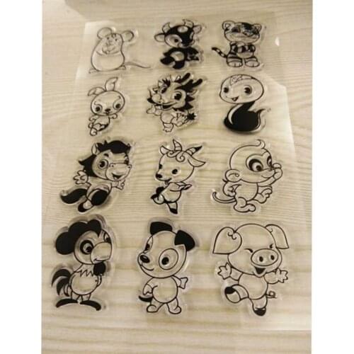 Transparent Clear Stamps Chinese zodiac animals for Scrapbooking DIY Silicone Seal Photo Album Decor Embossing Folder Template S