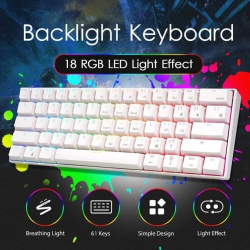 RK61 mechanical keyboard 60% Wired bluetooth RGB colorful glowing keyboard dual-mode charging gaming/office/home
