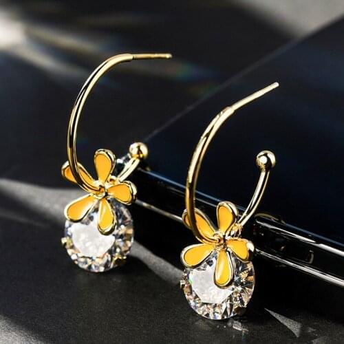 Luxury Female Small Round Stud Earrings Sterling Silver Gold Earrings Vintage Double Flower Wedding Earrings For Women