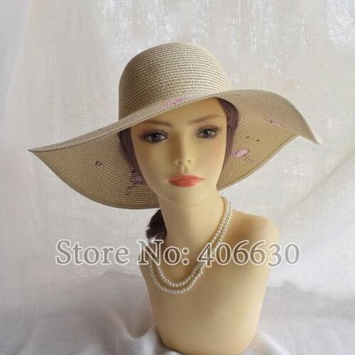 Summer Wide Brim Straw Beach Hat For Women Floppy Sunbonnet Hats Female SDDS017
