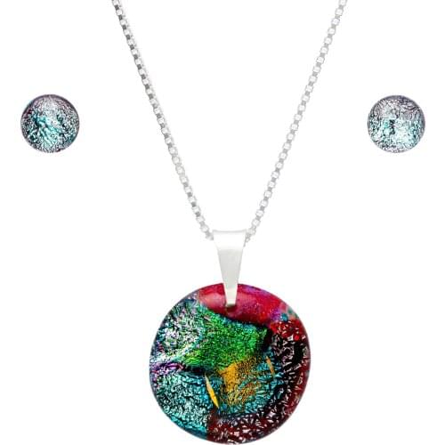 DARK DIAMOND®-Set of dichroic crystal and sterling silver 925in assorted colors. 100% handmade. Unique in Spain
