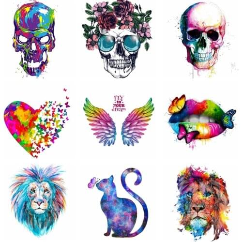 Cartoon Animal Heat-Sensitive Skull Application Of One Appliques Lion Thermo-Sticker Iron On Patches For Clothing DIY On Clothes