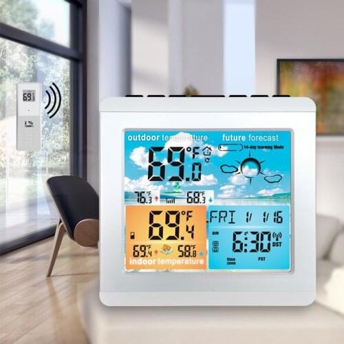 Outdoor Thermometer Alarm Clock HD Color Screen Weather Forecast Monitor