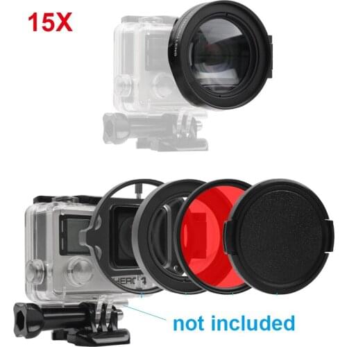 58mm 16x Close-up Magnifier Lens Filter For GoPro Hero 3+ 4 5 6 7 black & case