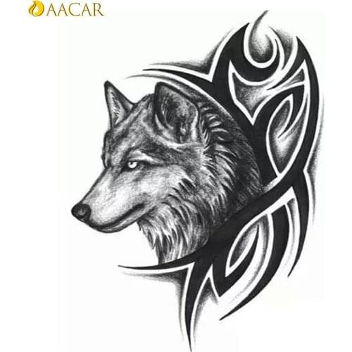 Body Arm Leg Art Sticker Removable Men Women Wolf Head Waterproof Temporary Tattoos