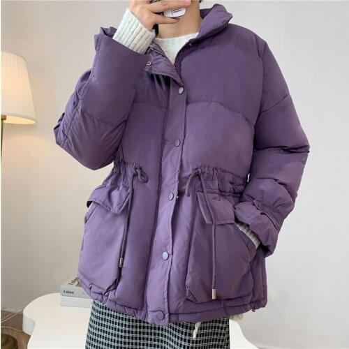 Winter cotton dress women short collar Korean version of the coat loose waist strap bread clothing cotton clothing