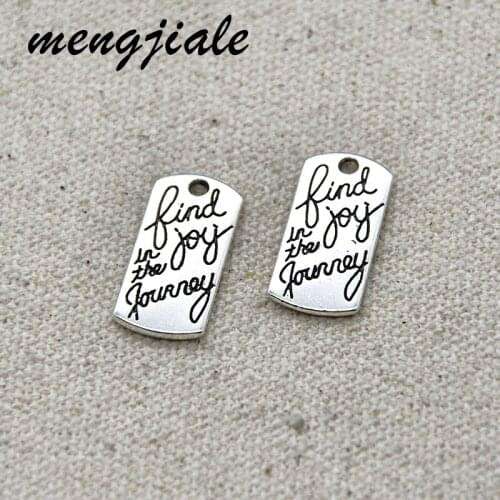 16pcs Tibetan Silver Plated Find Joy in the Journey Charms Pendants for Necklace Bracelets Jewelry Making DIY Handmade 20x10mm