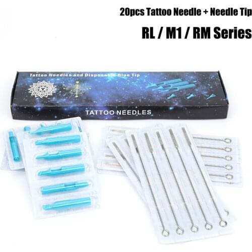 20PCS RL M1 RM Disposable Sterilized Tattoo Needle Round Liner Magnum Microblading Permanent Needles With Tattoo Needles Tip