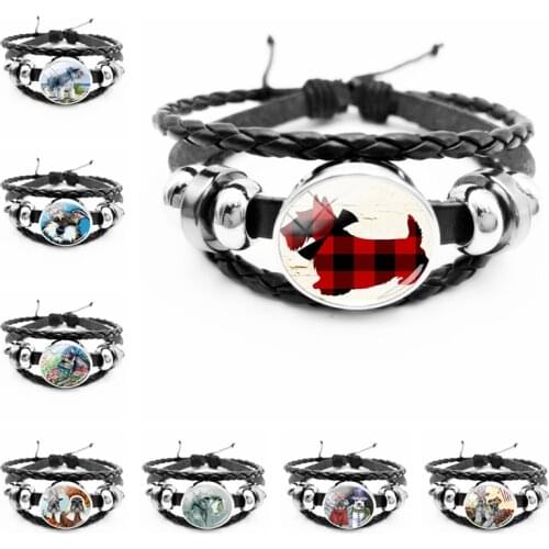 2020 New Cute Black Dog Cartoon Mini Glass Convex Snap Button Black Handmade Bracelet Personalized Bracelet Jewelry