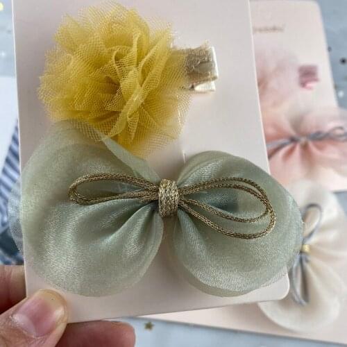 Children Korea Boutique Plush Ball Hair Clips Bright Silk Bow Hairpin For Girls Baby Cute Barrette Kids Butterfly Clips Headwear