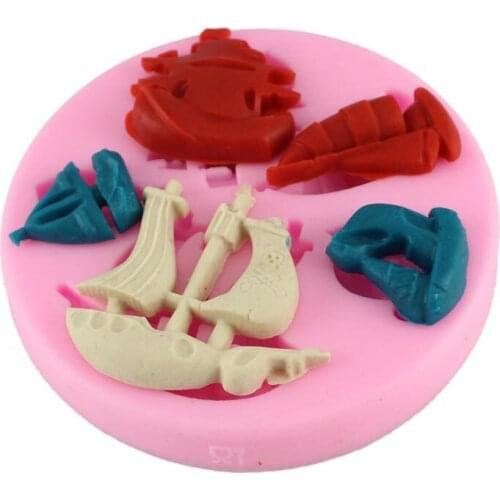 3 pieces/lot) Brand new 8.4*8.4*1cm sailing boat shape mold candy stamp mould DIY molde de silicone para fondant supplies