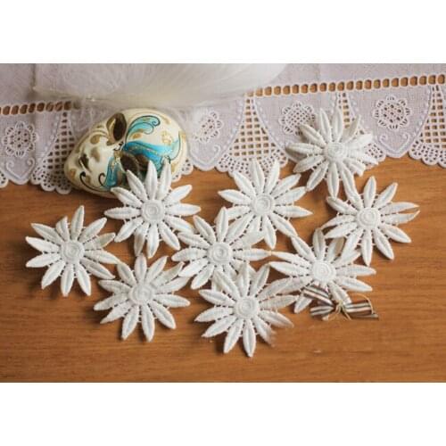 40pcs 4.8cm 1.88" wide ivory dress clothes mesh embroidered lace appliques patches L14M78