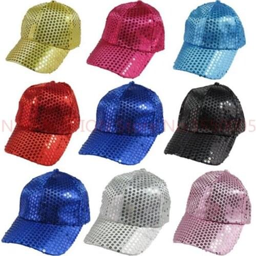 Club Bar Party Dancer Sequin Cap Adults Children Baseball Cap Glitter Sparkling Shiny Hats Adjustable colorful Christmas 50pcs