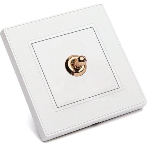 86 Type Household White 1-4 Gang 2 Way Brass Lever Toggle Switch Retro Concealed Wall Light Switch