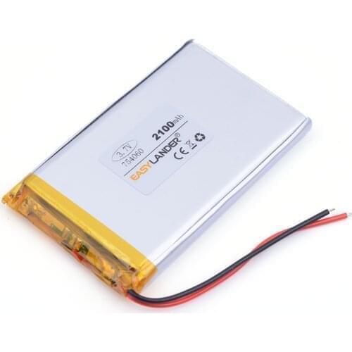 754060 MP3 MP4 2100MAH 3.7V Bluetooth stereo mobile power polymer lithium battery For E-book tablet pc Vedio Game GPS DVR