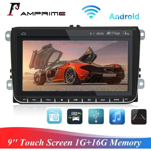 AMPrime Andriod 9'' Touch Screen GPS Navigation USB Player 1+16G Memory For VW Passat Golf MK5 MK6 Jetta T5 EOS POLO Touran