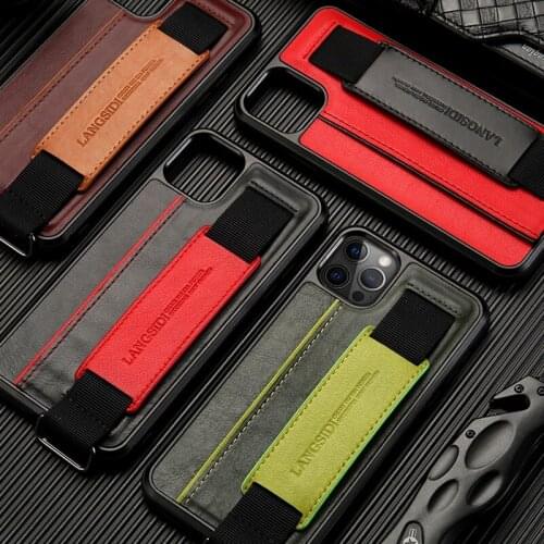 Luxury Wristband Genuine Leather Case For iPhone 12 pro MAX X XS XR 8 Plus Shockproof Multi-function Case For iphone 11 pro max