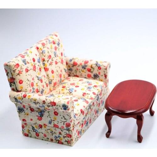 G07-X305 children baby gift Toy 1:12 Dollhouse mini Furniture Miniature rement Doll accessories sofa table D205 2pcs/set