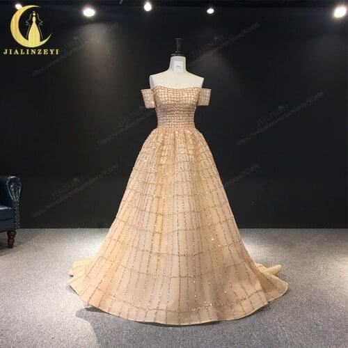 JIALINZEYI Rhine Sexy Champagne Beads платья для выпускного вечернее платье robe de soiree вечернее платье Evening dress 2020
