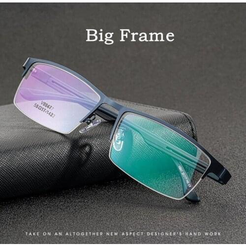KatKani Business Mens Large Eyeglasses Frame Big Face Special Ultra-light Half-Frame Myopia OpticalSpectacle Frames V8847