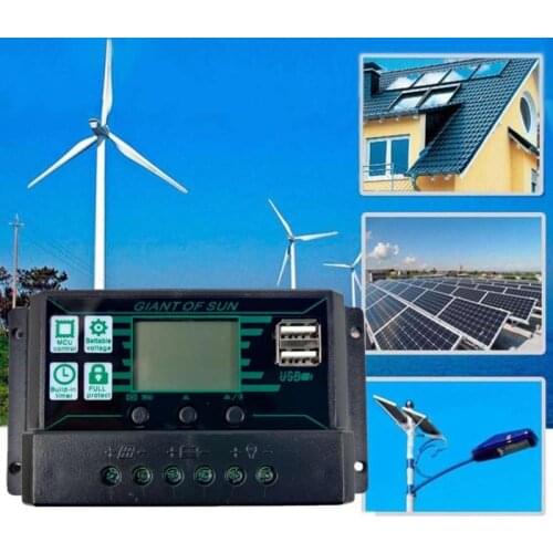 MPPT PWM Solar Charge Controller 12V/24V Solar Panel Battery With Dual USB Port LCD Display Auto Paremeter Adjustable 10-100A