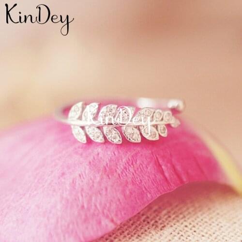 Korean Silver Color Crystal Leaf Rings For Women Jewelry Personality Exaggerated Girls Open Antique Finger Rings