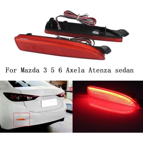 Left&Right Red LED Rear Bumper Reflector Brake Light For Mazda 3 5 6 Axela Atenza Sedan Tail Light Fog Lamp Car Accessories