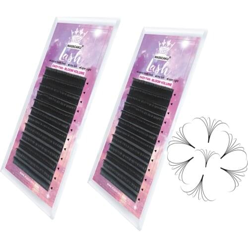 MASSCAKU Easy Fan Silk Eyelash Automatic Flowering Eyelashes Extensions 0.07 Blooming Natural Volume Lash 8-18mm