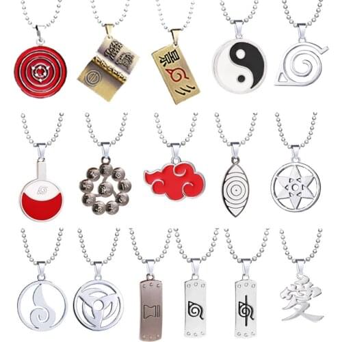 Cartoon Anime Ninja Necklace Sasuke Itachi Sharingan Pendant Chain Choker Man Necklaces Akatsuki Charm Gifts Jewelry collares