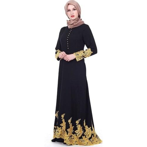 Muslim dresses muslim gown loose dresses lace women dresses muslim clothing long sleeve arab robe 5366