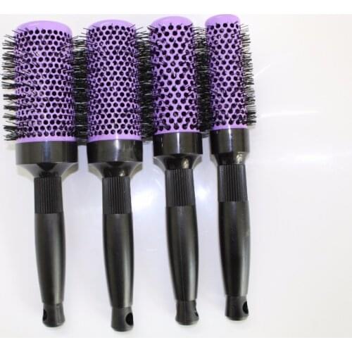 Ionic hair brush set, 4 piece lot round hair brush with Ceramic coated barrel, heat-resistant hair curling brush use with blower