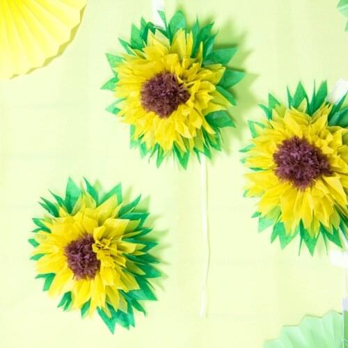 30cm Set of 3 Tissue Paper Sunflowers Decor Gerbera Daises for Ice Cream Party Bridal Shower Wedding Party Baby Shower Birthday