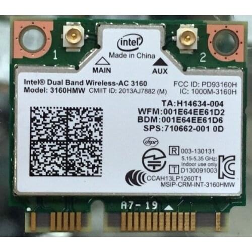 SSEA New Wifi Bluetooth 4.0 network Card for Intel Dual Band Wireless-AC 3160 3160HMW Wireless card 433Mbps SPS 710662-001