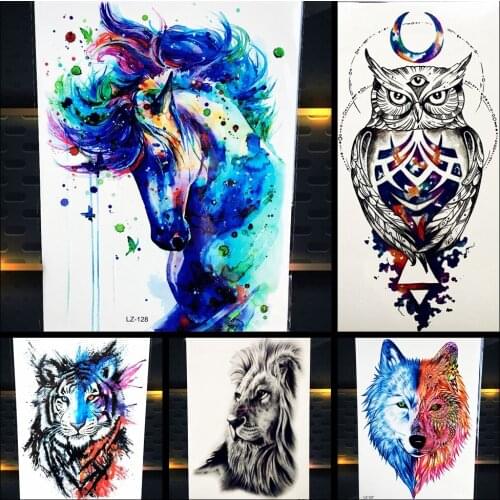 Water Transfer Water Color Unicorn Temporary Tattoo Sticker Fake Drawning Horse Body Art Henna Flash Arm Tattoo Stickers PLZ128